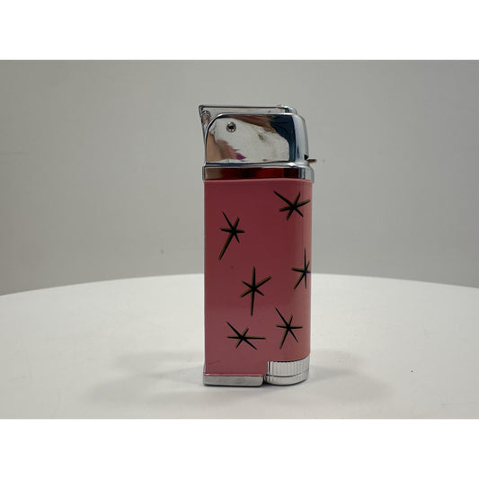 VINTAGE *NEW* 1960's Manor Butane Lighter Pink w/Stars
