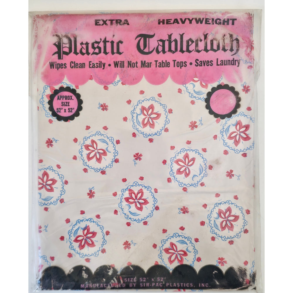 VINTAGE *NEW* 1960's Heavyweight Plastic 52" X 52" Tablecloth USA