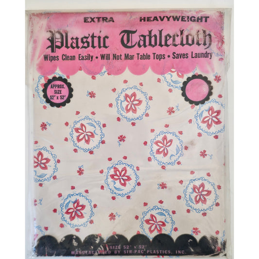 VINTAGE *NEW* 1960's Heavyweight Plastic 52" X 52" Tablecloth USA