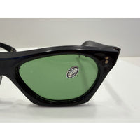 VINTAGE *NEW* 1960's Glam Unisex Sunglasses Black Frame/Green Lens ITALY