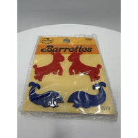 VINTAGE *NEW* 1975 Goody 6519 Barrettes w/Donkeys and Whales Rd/Bl