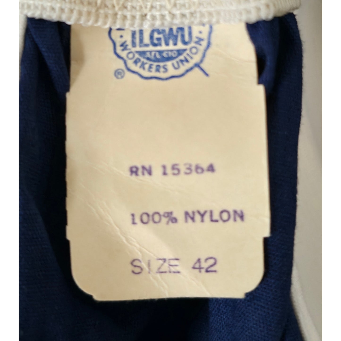VINTAGE *NEW* 1960's ILGWU Navy with White Trim 100% Jersey One Piece Swimsuit Size 42 (L)
