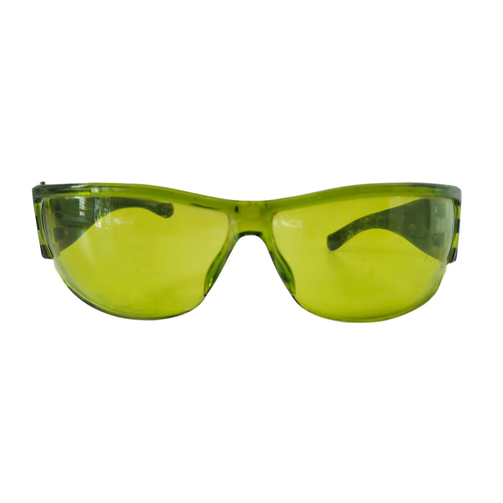 VINTAGE *NEW* 1970's Glam Unisex Sunglasses Black Frame with Neon Green Lens