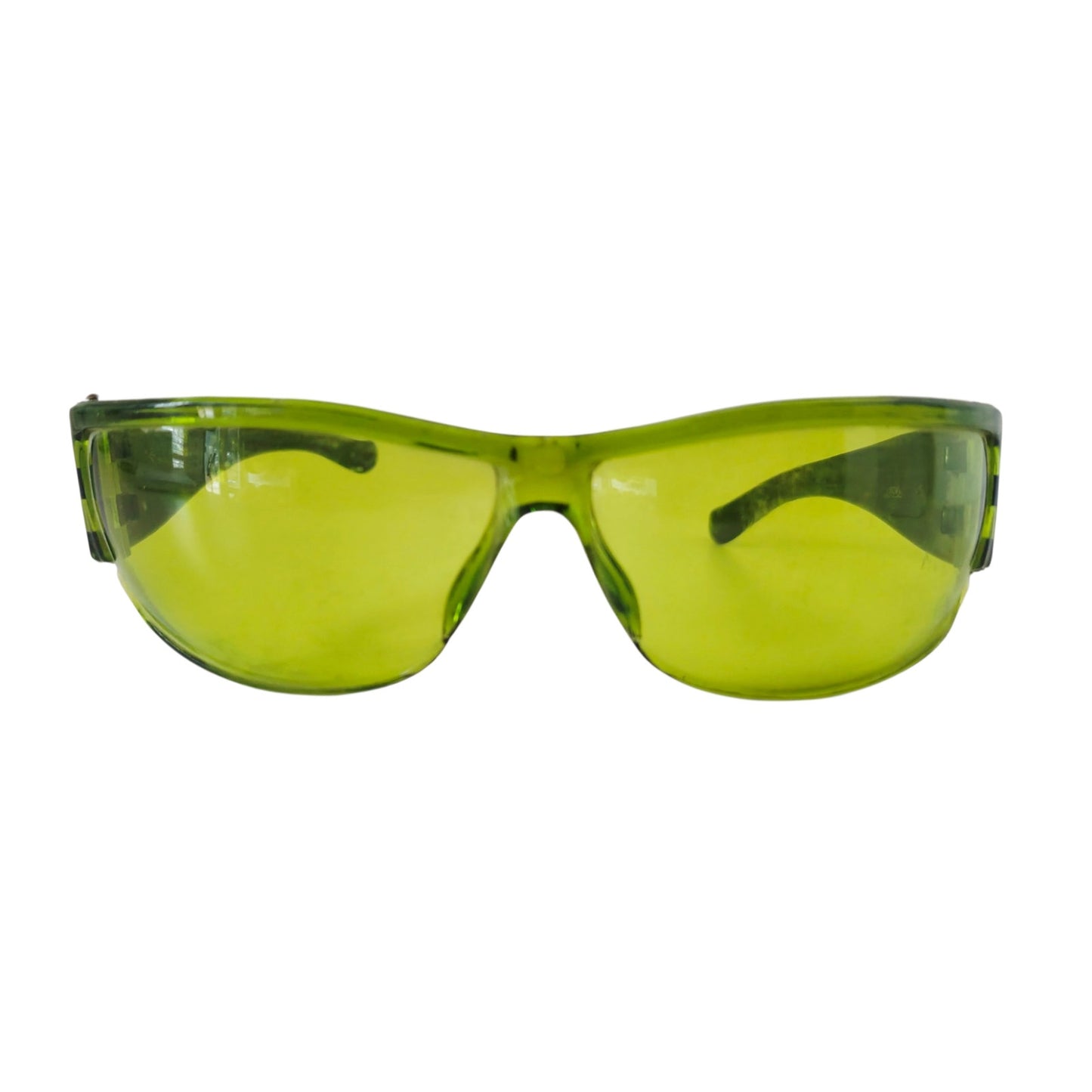 VINTAGE *NEW* 1970's Glam Unisex Sunglasses Black Frame with Neon Green Lens