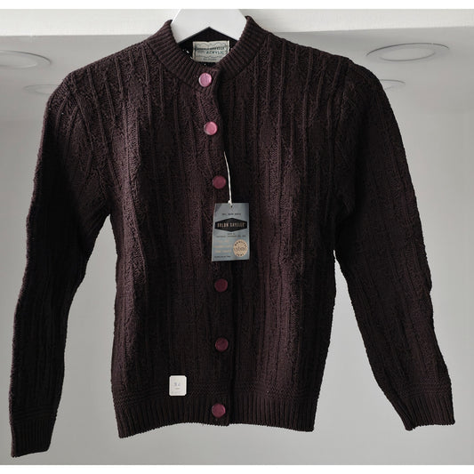 VINTAGE *NEW* 1960's Orlon Sayelle Women's Dark Brown Sweater Size S (34) USA