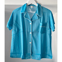 VINTAGE *NEW* 1960's  Women's Blue Pajama Set with White Trim 100% Acetate Size 40