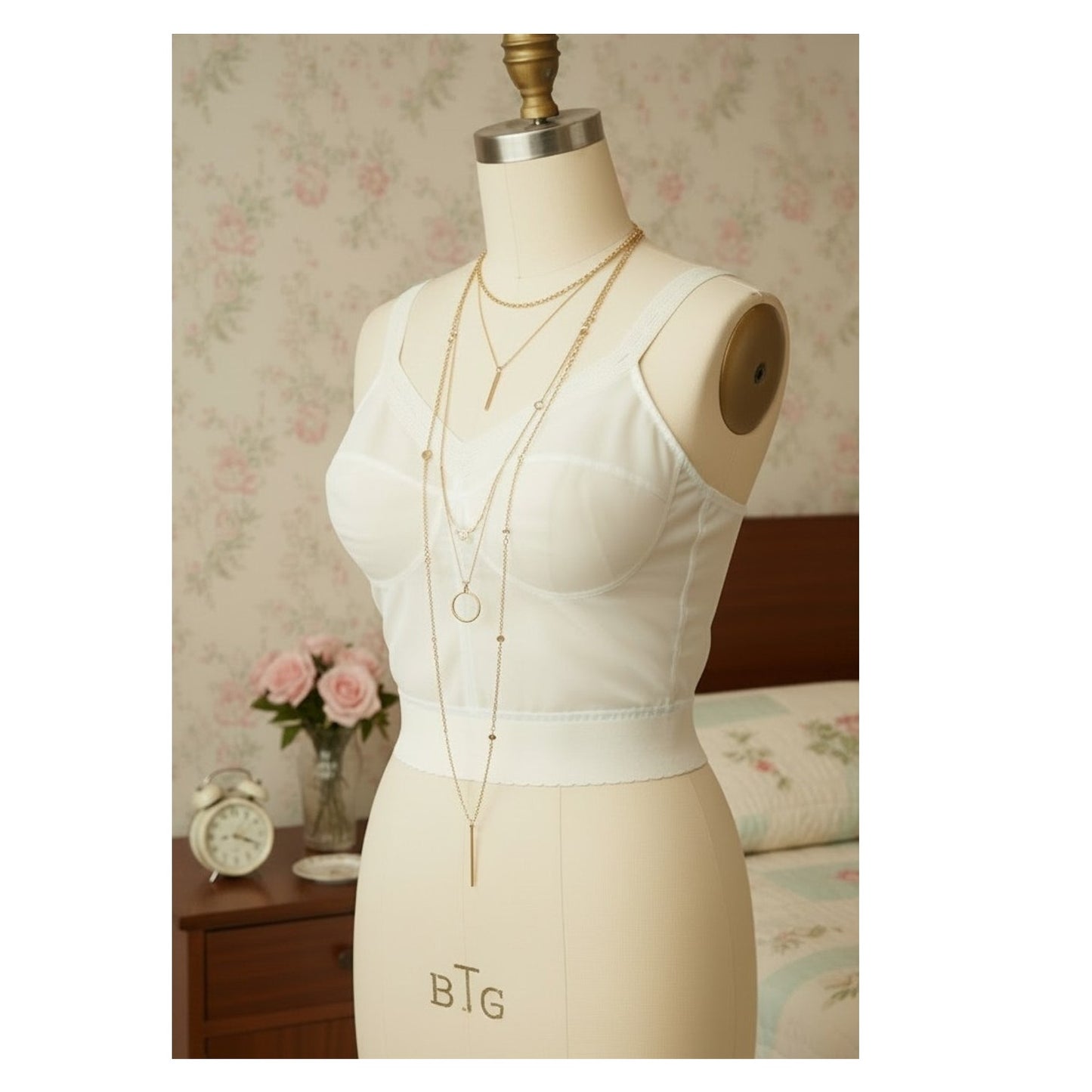VINTAGE *PRISTINE* 1960's Women's Sheer Cream Bustier Top | Bra Size 42C