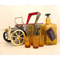 VINTAGE *NEW* 1950's Decanter Music Box Ford Antique Car with 4 Shot Glasses