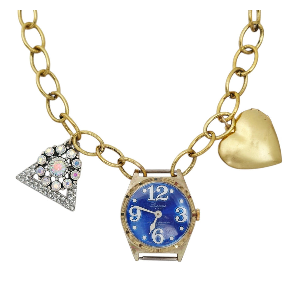 Vintage 1960's Lucerne Blue Watch Face Necklace Custom Made | Limited Edition