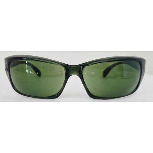 VINTAGE *NEW* 1970's Glam Unisex Sunglasses Black Frame Green Lens