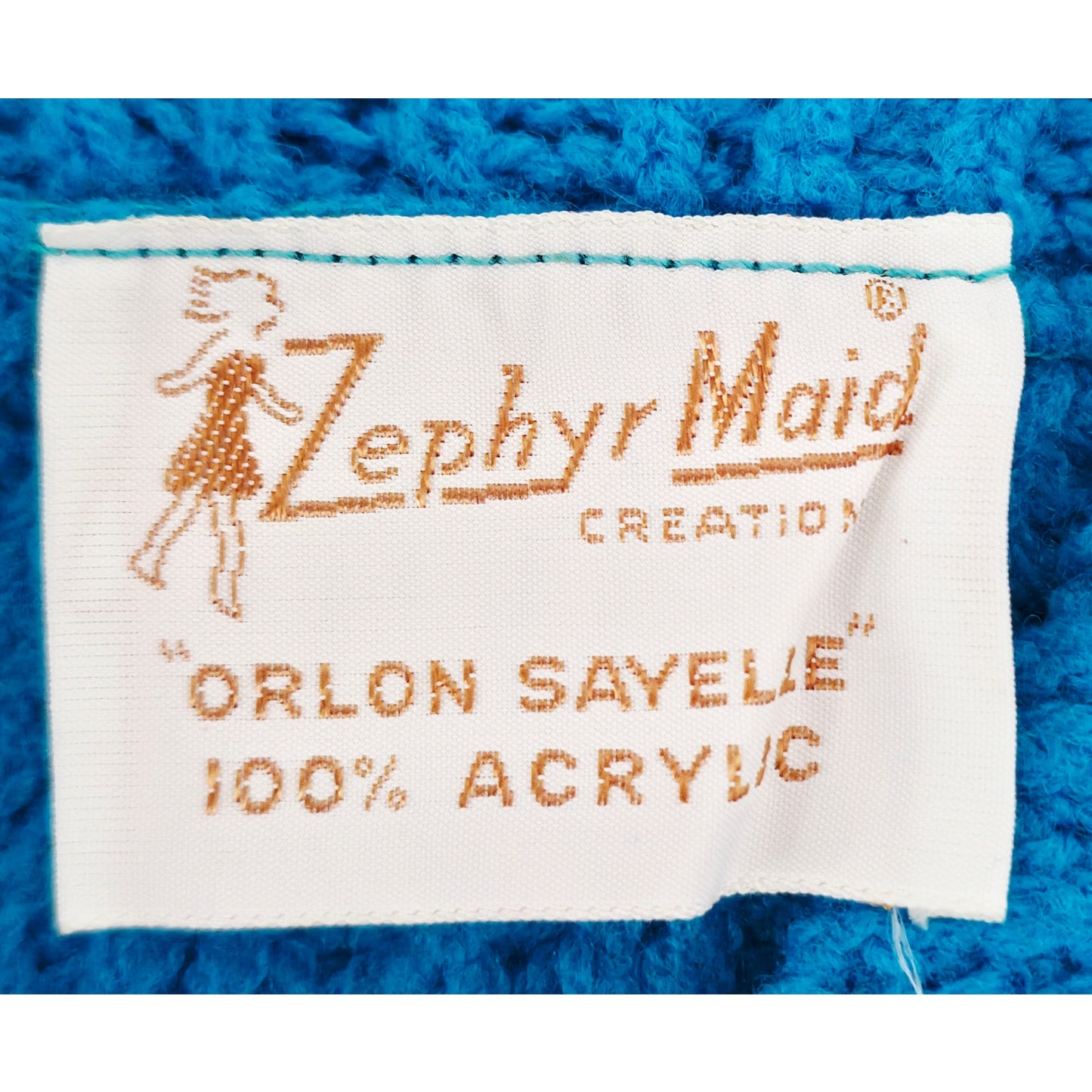 VINTAGE *NEW* 1970's Zephyr Maid Women's Blue Cable Stitch Sweater Size 38