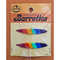 VINTAGE *NEW* 1980's Goody Rainbow Hand Crafted Barrettes Set of 4 On Card RARE