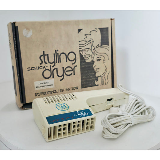 VINTAGE *PRISTINE* 1970's Lady Schick 500W Air Styler  Hair Dryer - White