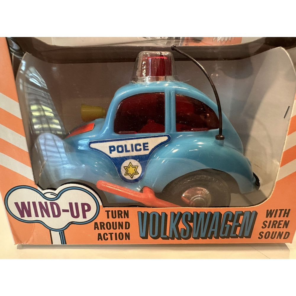 VINTAGE *NEW* 1970's Wind-Up VOLKSWAGEN Police Bug with Siren Sound Turn Around Action