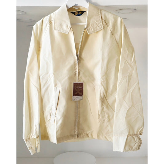 VINTAGE *NEW* 1970's Men's Beige 100% Nylon All Weather Zip Hood Jacket Size M