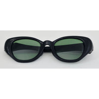 VINTAGE *NEW* 1970's Glam Unisex Black Frame with Green Lens Sunglasses
