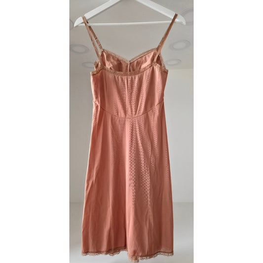 VINTAGE *NEW* 1960's Kayser Brown w/Lace Short Slip Dress Size S
