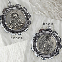 VINTAGE *NEW* 1950's Miraculous Medal Mary Silver-Toned Pendant W Germany