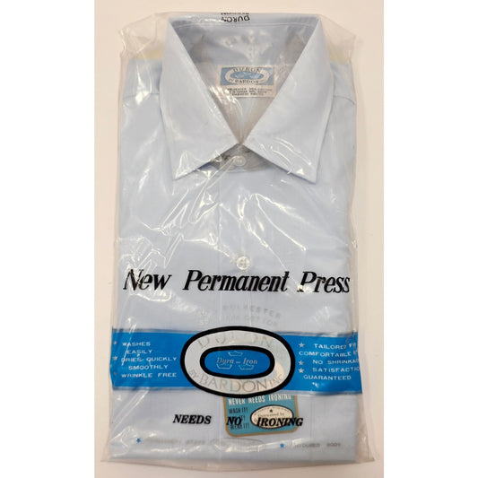 VINTAGE *NEW* 1960's Men's Light Blue Shirt Poly/Cotton Blend Size 14.5-32 by Duron