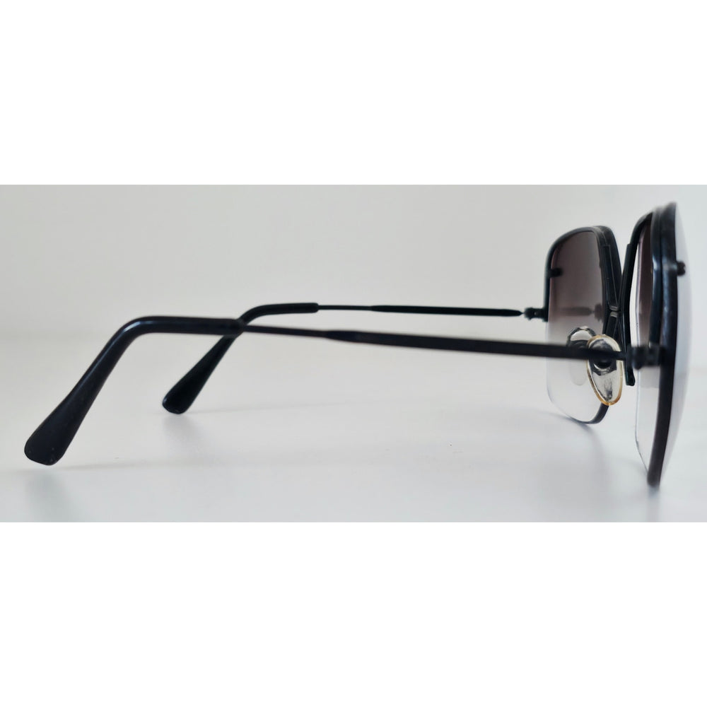 VINTAGE *NEW* 1970's Glam Unisex Sunglasses Black Frame with Smoke Gray Lens