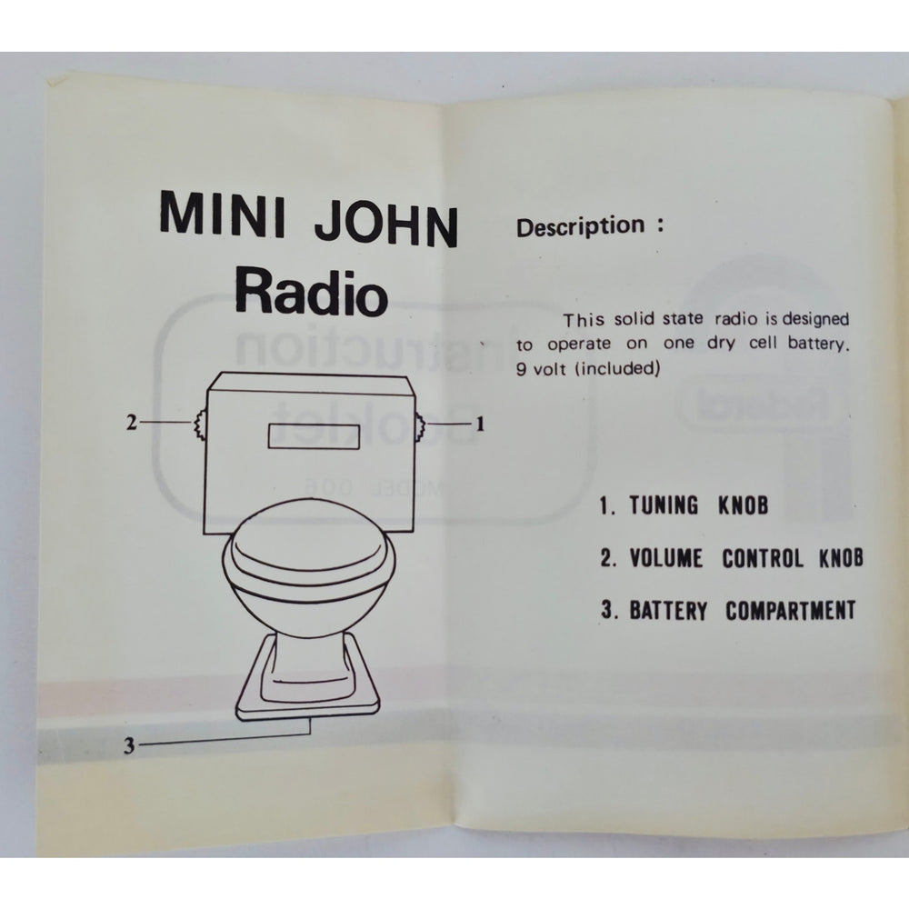 VINTAGE *NEW* 1970's Federal Solid State Mini John AM Toilet Radio Yellow