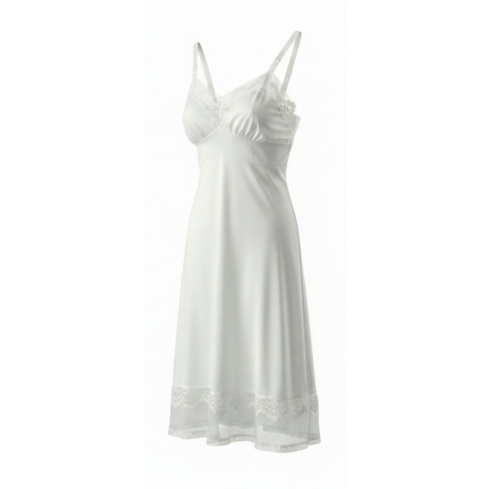 VINTAGE *NEW* 1960's Citation Women's White with Lace Trim Slip Dress Size 34