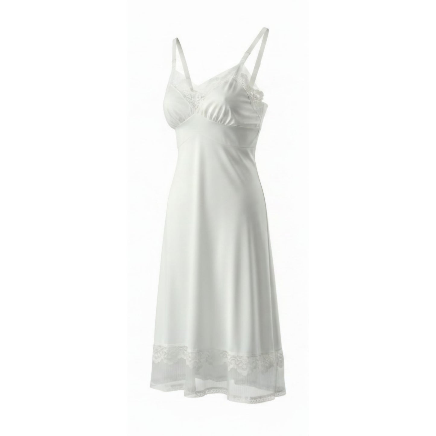 VINTAGE *NEW* 1960's Citation Women's White with Lace Trim Slip Dress Size 34