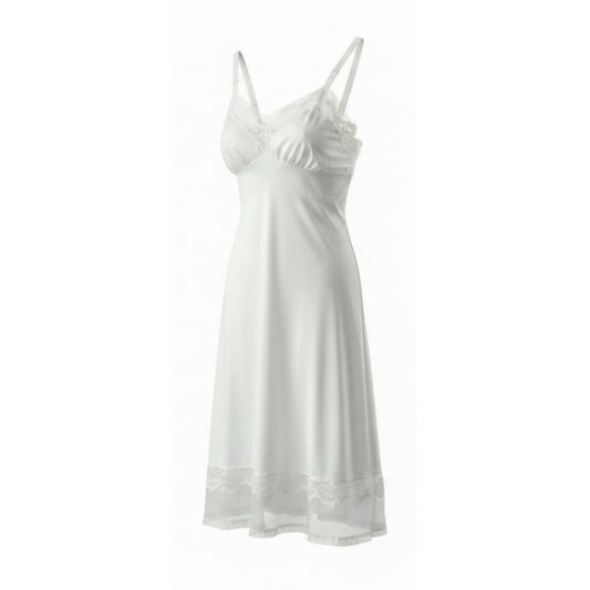 VINTAGE *NEW* 1960's Citation Women's White with Lace Trim Slip Dress Size 34