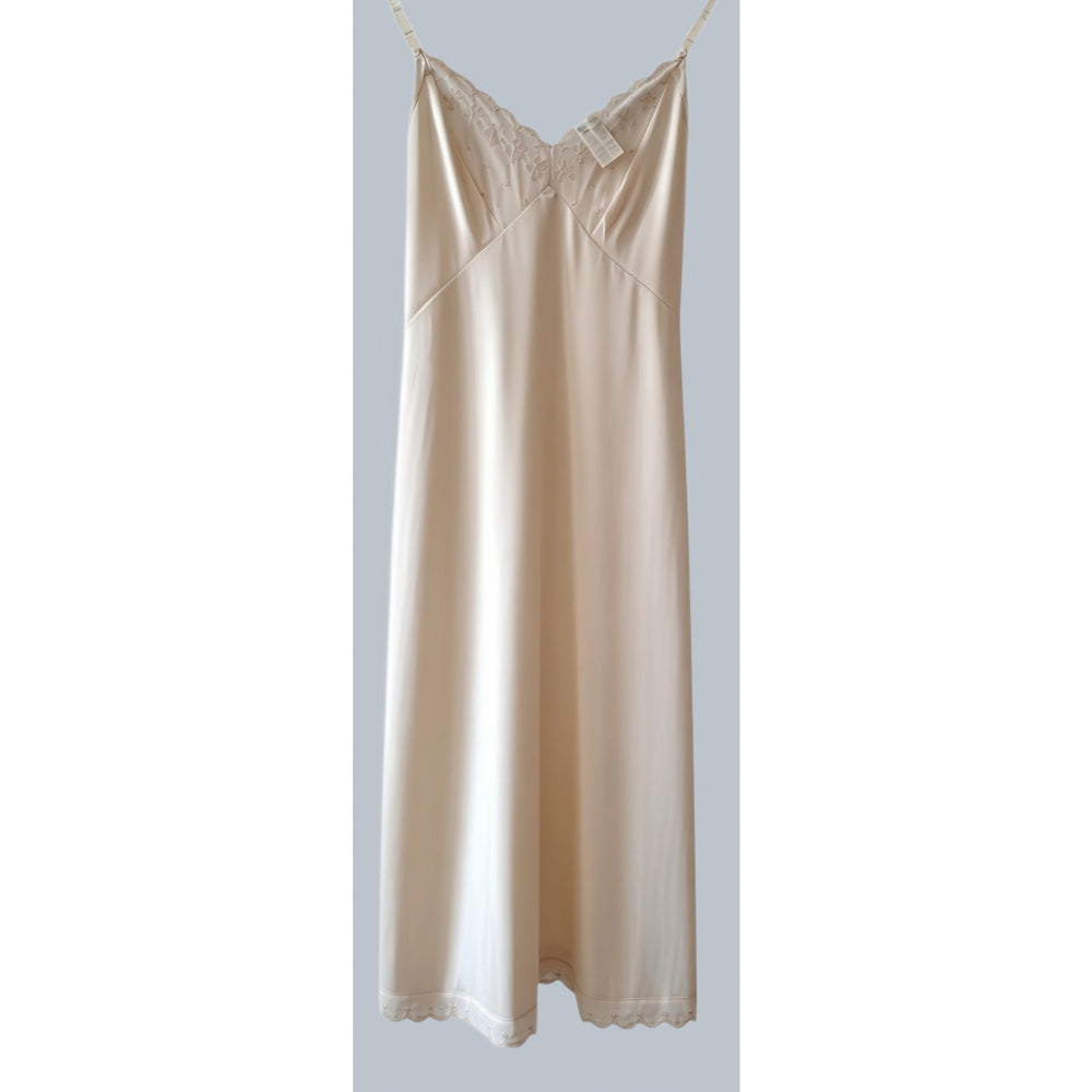 VINTAGE *NEW* 1960's Kayser Cream with Lace Trim Slip Dress Size S (32)