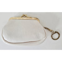 VINTAGE *NEW* 1960's White Change Purse with Key Ring
