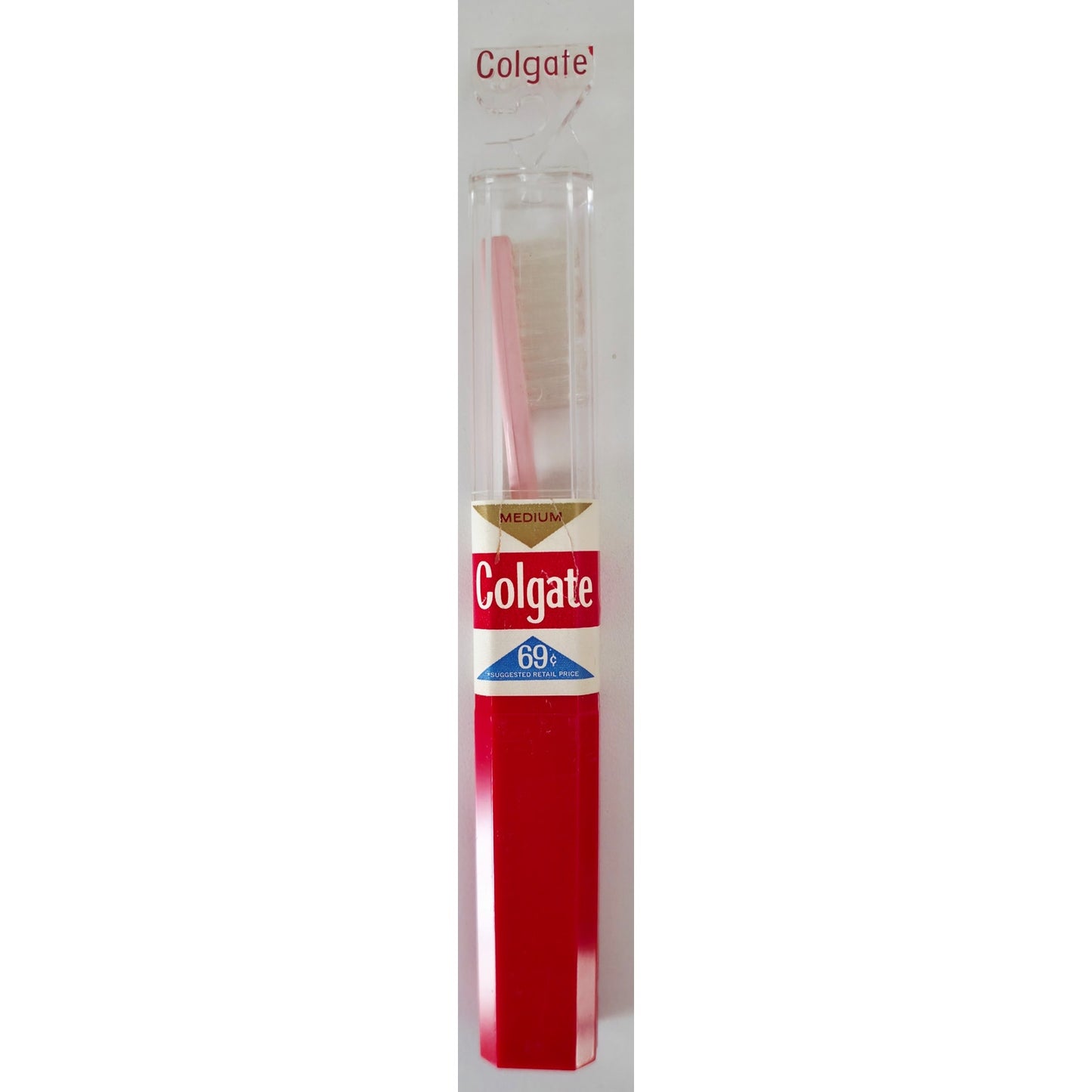 VINTAGE *NEW* 1960's Colgate Medium Bristle Toothbrush - Pink