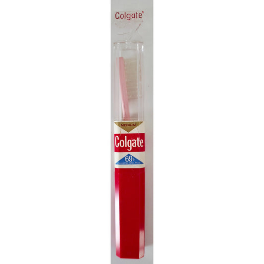 VINTAGE *NEW* 1960's Colgate Medium Bristle Toothbrush - Pink