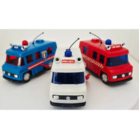 VINTAGE *NEW* 1960's Emergency Trucks Mercedes Van w/Real Siren Sound Set of 3