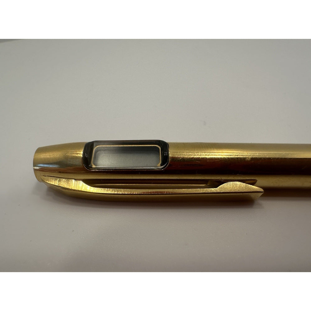 VINTAGE *NEW* 1970's Computrace Gold-Plated Pen W Built-In Digital Clock