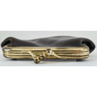 VINTAGE *NEW* 1960's Brown with Brass Clasp 2 Section Change Purse