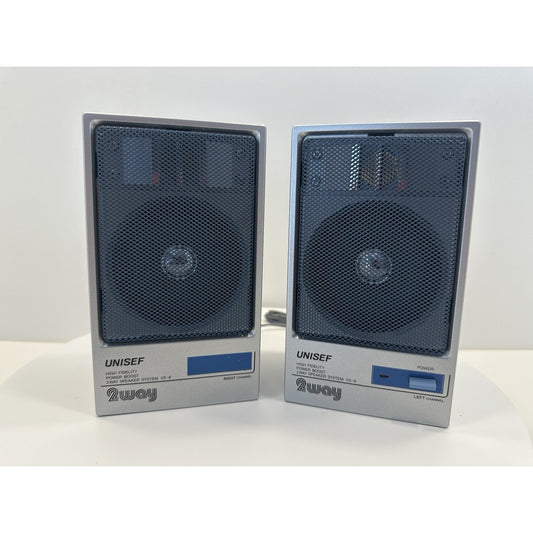VINTAGE *New* UNISEF VS-6 Power Boost Micro Personal HiFi Speaker System Set