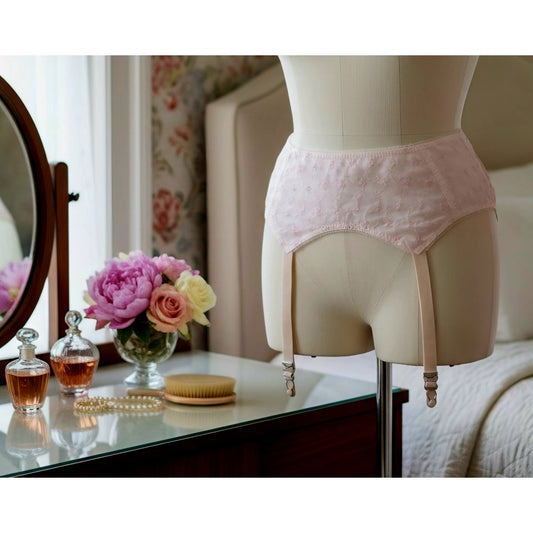 VINTAGE *NEW* 1960's Women's Light Pink Garter Belt w/Flowers Size L