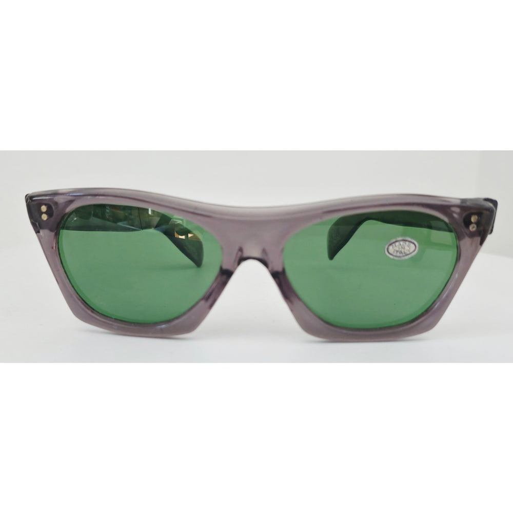 VINTAGE *NEW* 1970's Glam Unisex Gray Frame with Green Lens Sunglasses Made in Italy