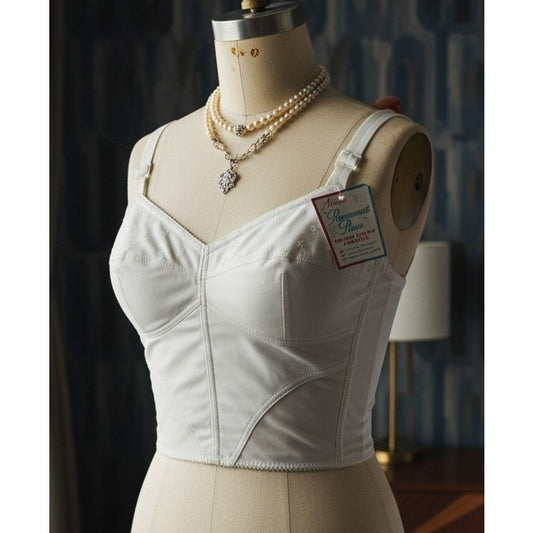 VINTAGE *NEW* 1960's Anita Women's White Bustier Top | Corset Bra Size 34B