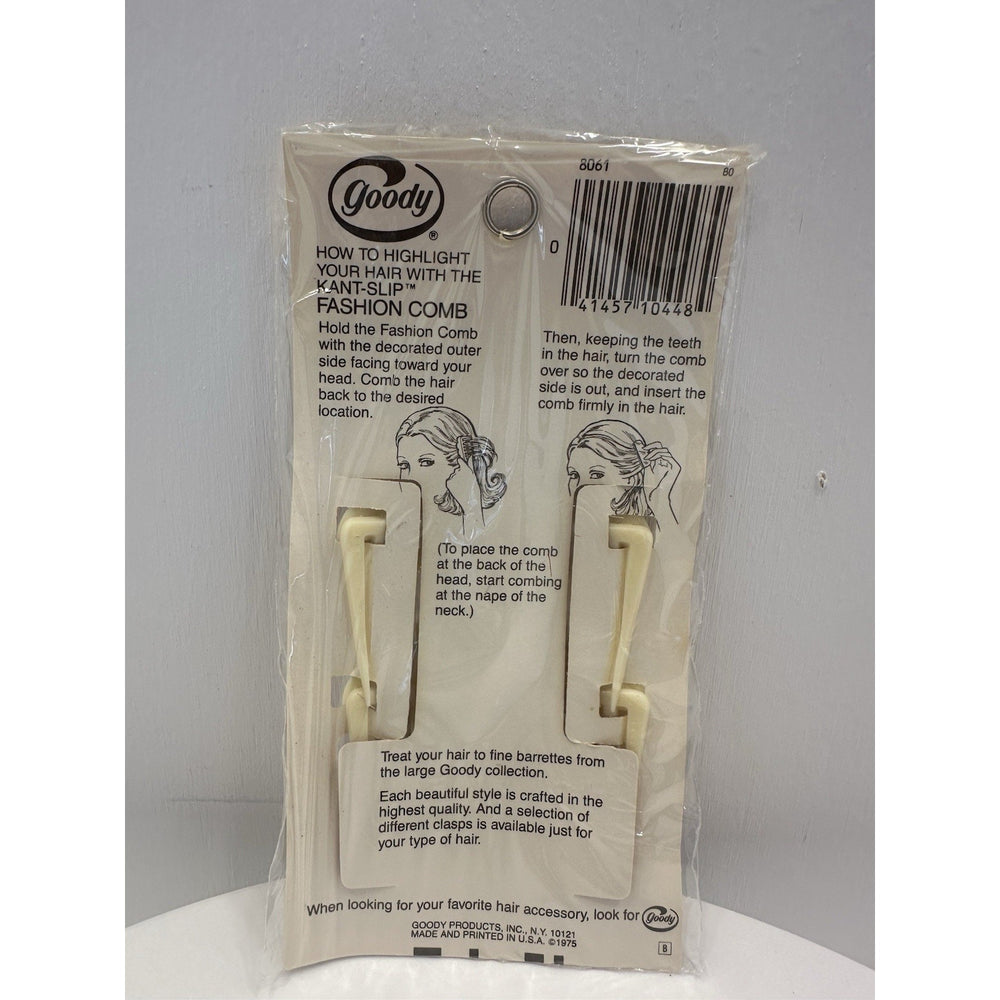 VINTAGE *NEW* 1975 Goody 8161 Kant-Slip Fashion Combs w/Roses USA