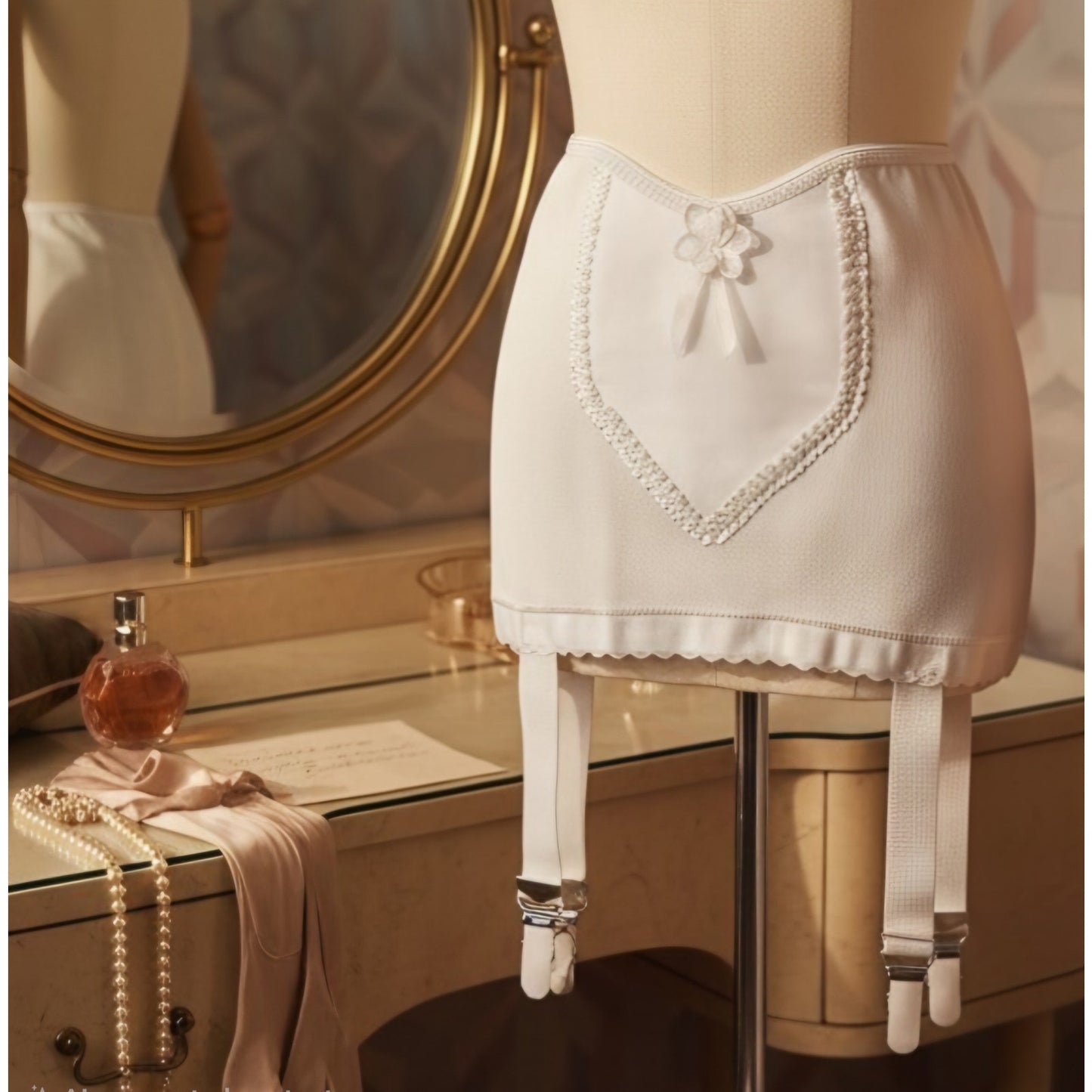 VINTAGE *NEW* 1960's Empire Foundation Women's Cream Girdle with Garter Size S