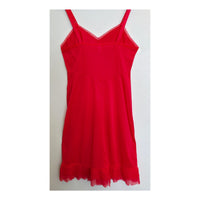 VINTAGE *NEW* 1960's Women's Red with Lace Trim Slip Dress Size 36