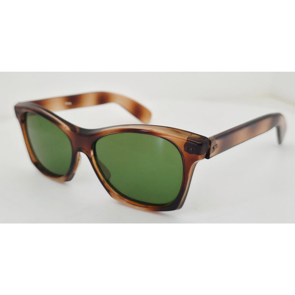 VINTAGE *NEW* 1970's Glam Unisex Tortoise Frame with Green Lens Sunglasses Japan