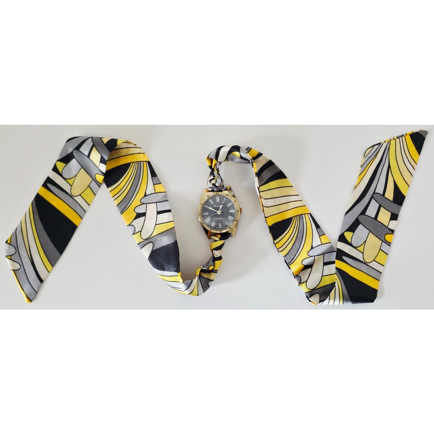 "Frozen In Time" 1960's Vintage Watch Face w/ Silk/Satin Tie Bracelet