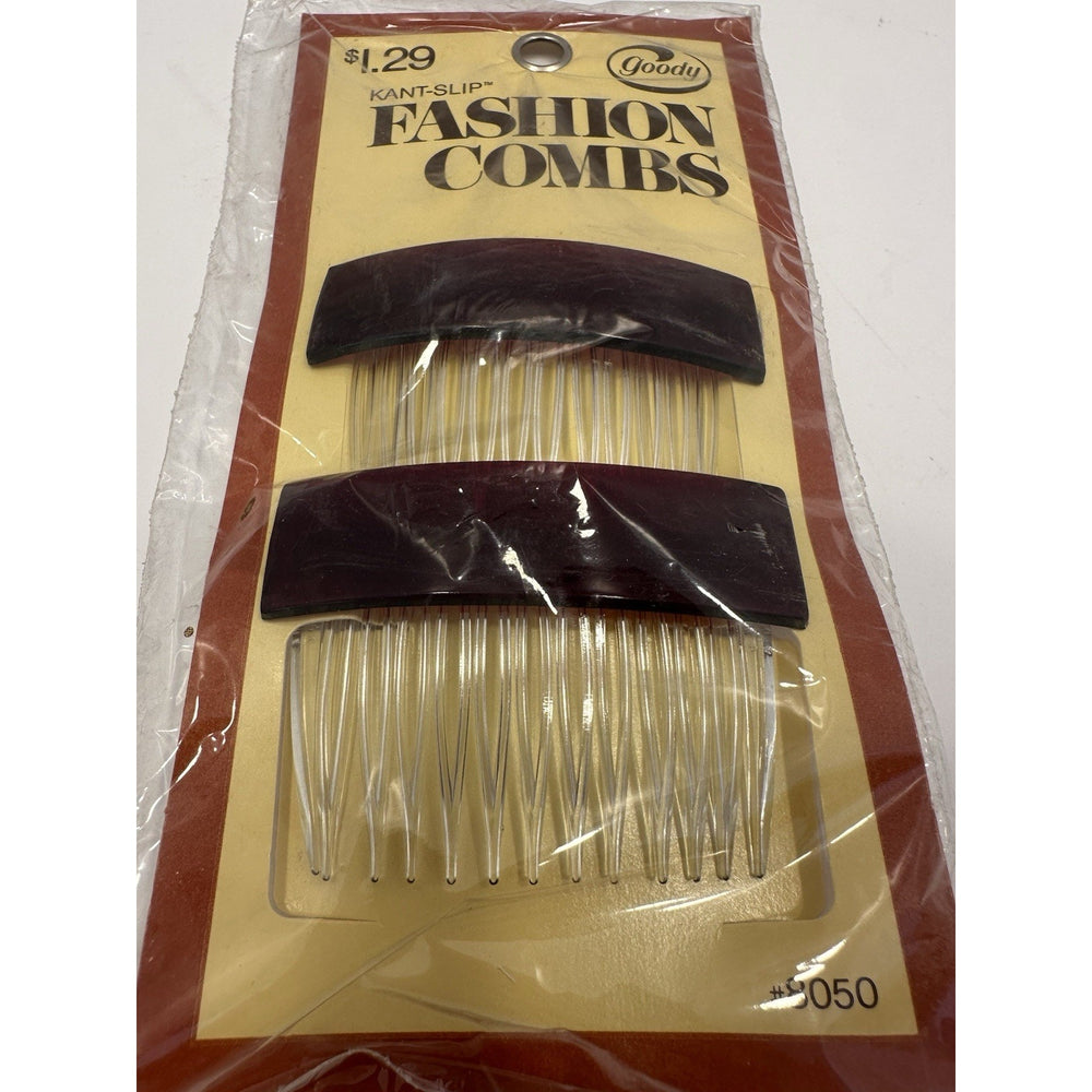 VINTAGE *NEW* 1975 Goody #8050 Kant-Slip Fashion Combs Brown USA