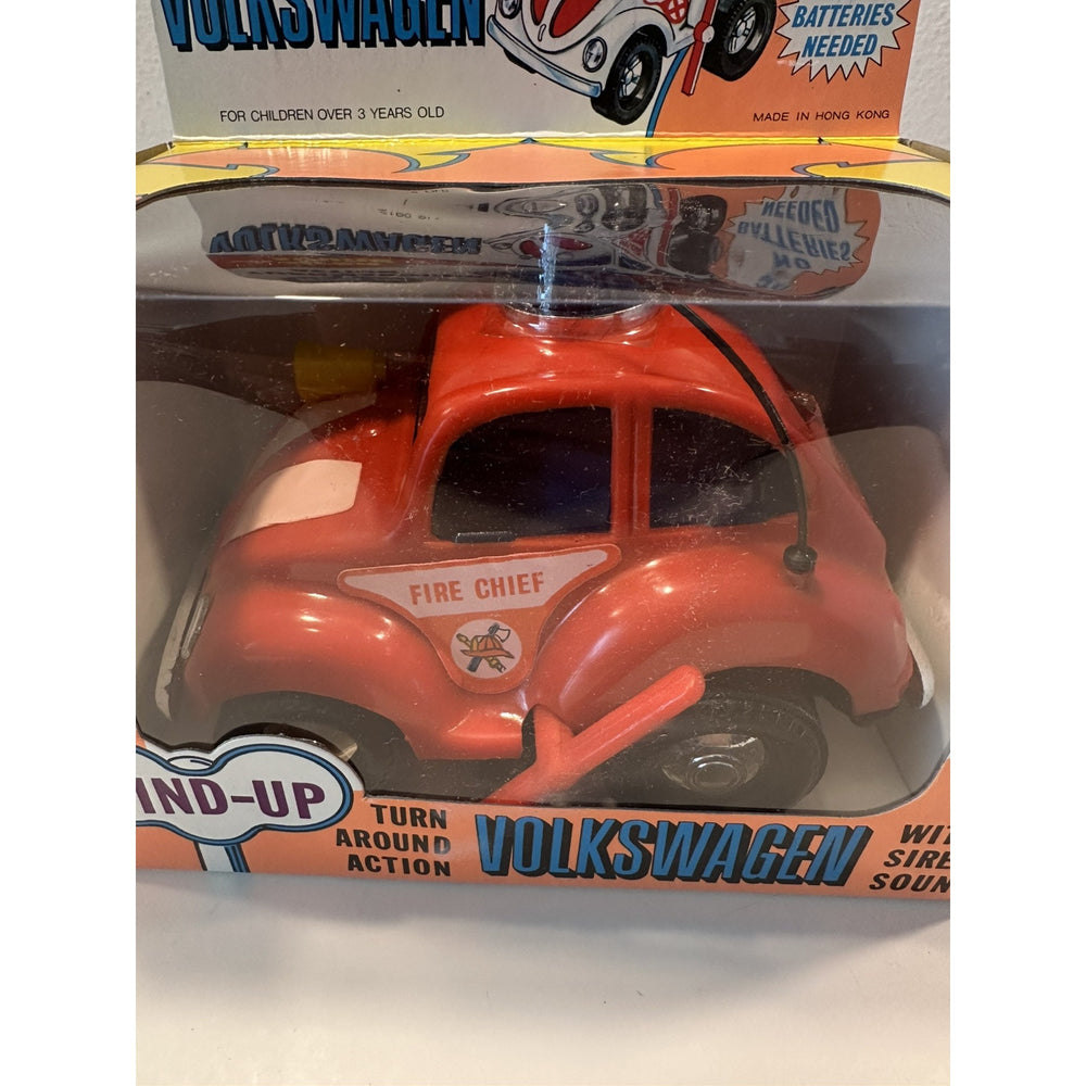 VINTAGE *NEW* 1970's Wind-Up Volkswagen Fire Bug with Siren Sound Turn Around Action