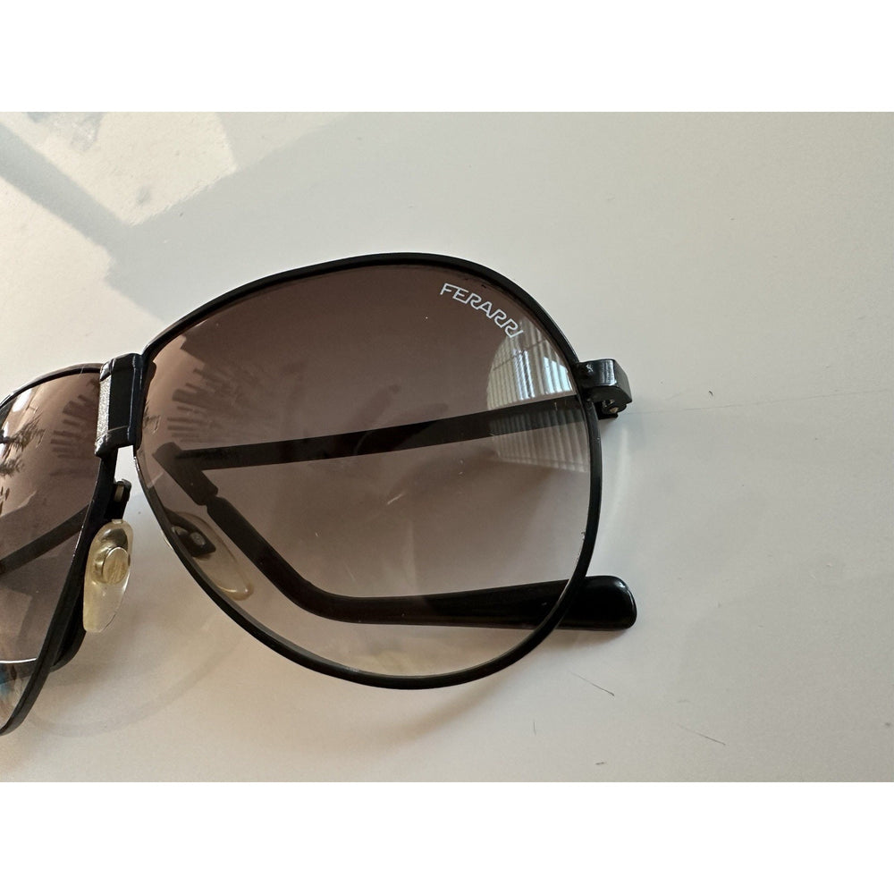 VINTAGE *NEW* 1980's Ferarri Foldable Aviator Sunglasses Black Frame Tinted Lens