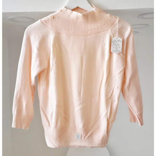 VINTAGE *NEW* 1960's Dotty Mann Women's Light Peach Collared Sweater Size L (40) USA