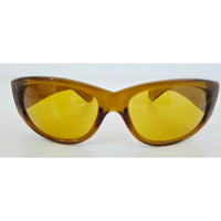 VINTAGE *NEW* 1970's Brown Oval Frame w/Yellow Tinted Lens Sunglasses