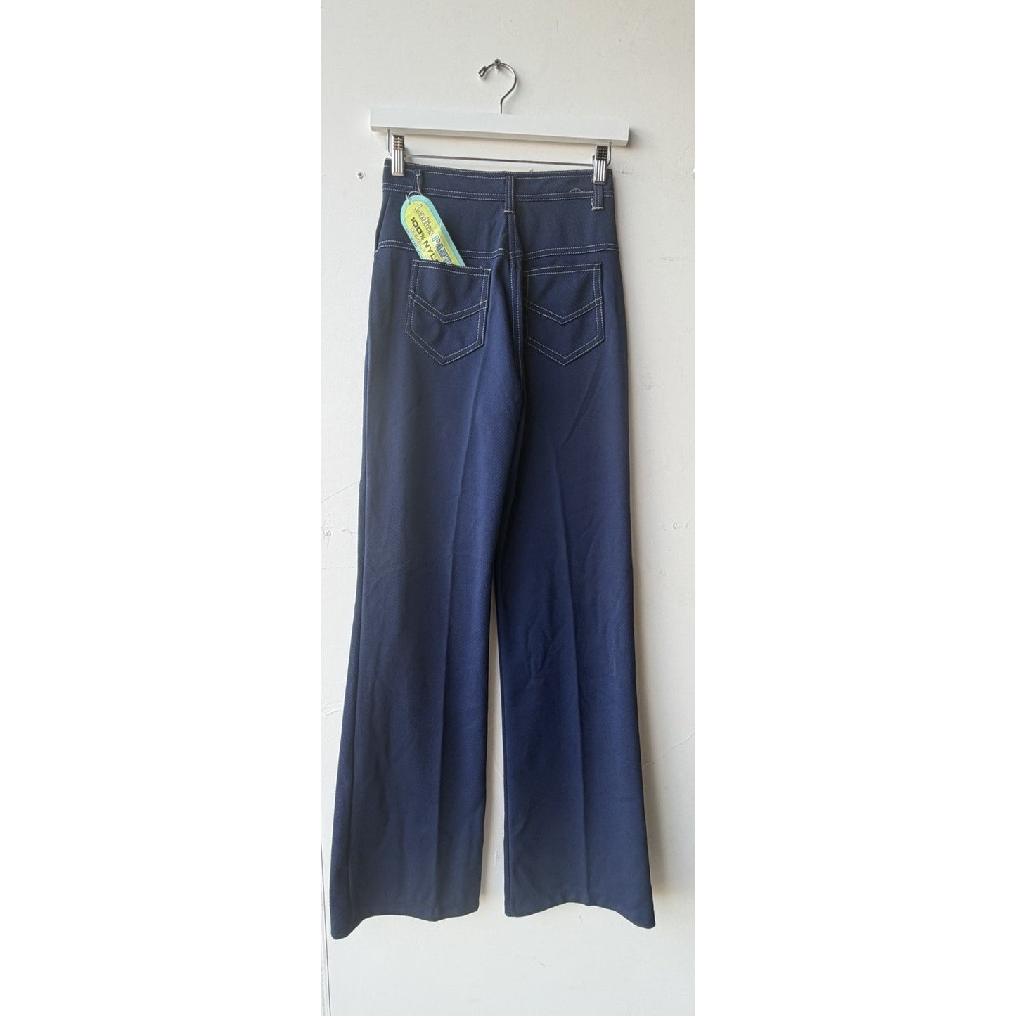 VINTAGE *NEW* 1960's Blue Twill Jeans Bell Bottom Nylon Pants Size 10